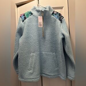 NWT LILLY PULITZER WALLEN SHERPA HALF ZIP SIZE M MEDIUM BONAIRE BLUE